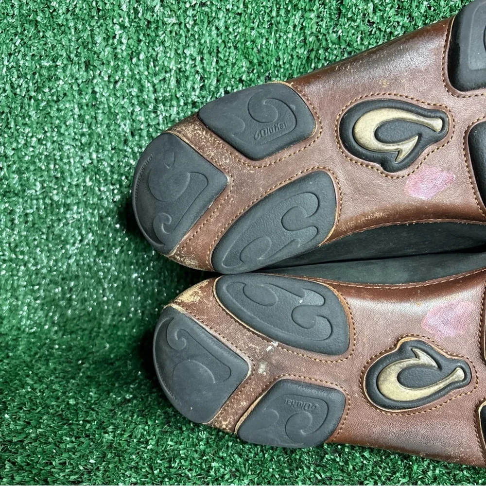 Olukai Men Moloa Slip On Dark‎ Leather Loafers Shoes Nubuck 10
